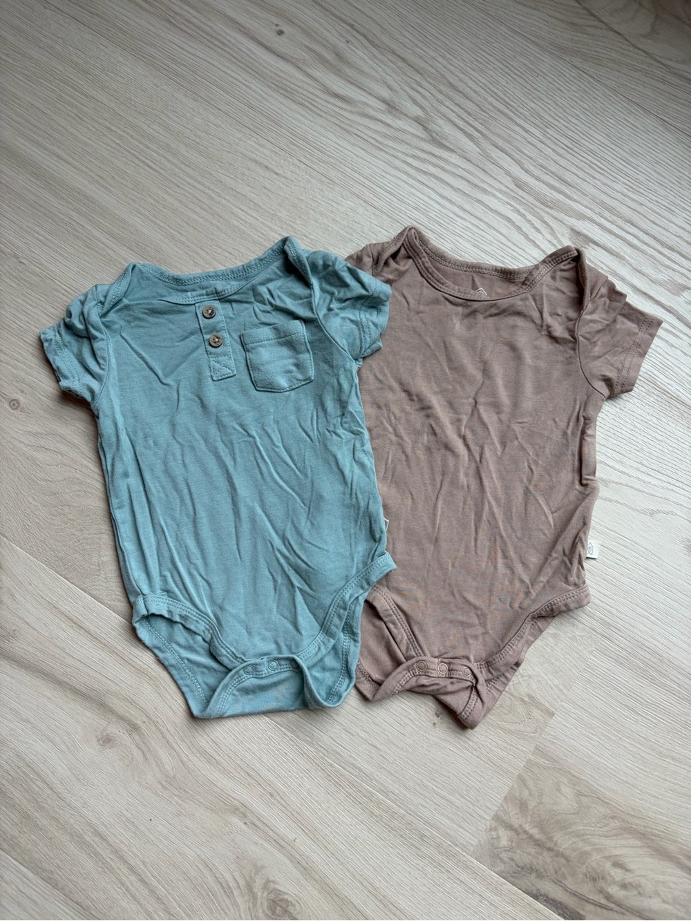 Everyday Baby Bodysuit onesie Duo — Blue and Brown 6-9 months Modal